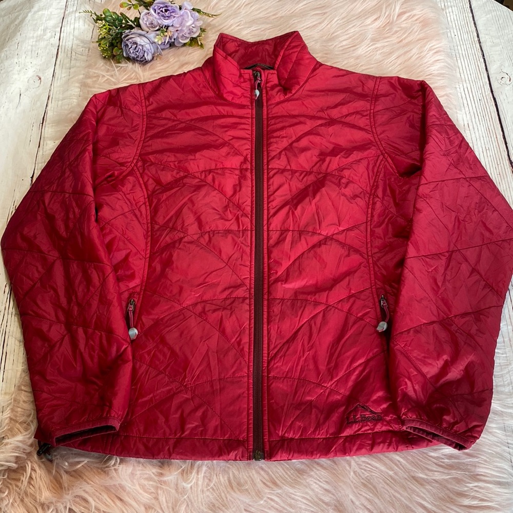 L.L. Bean Primaloft Red Packable Jacket Petite sz MP